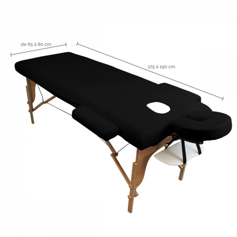 Kit complet de housses pour table de massage - Éponge - Noir