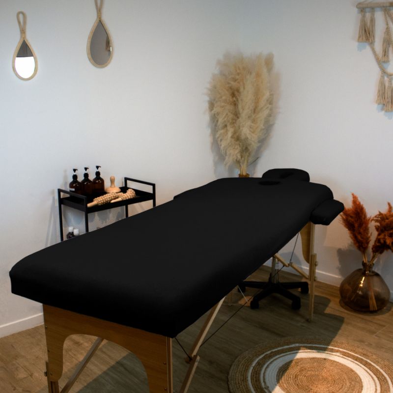 Kit complet de housses pour table de massage - Éponge - Noir