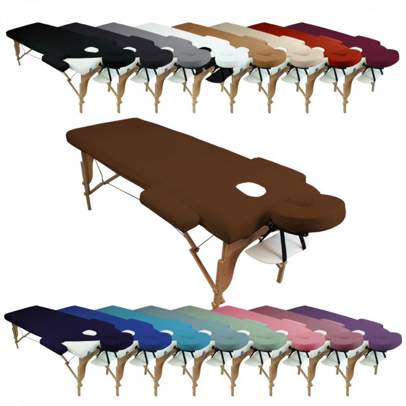 Kit complet de housses pour table de massage - Éponge - Marron foncé