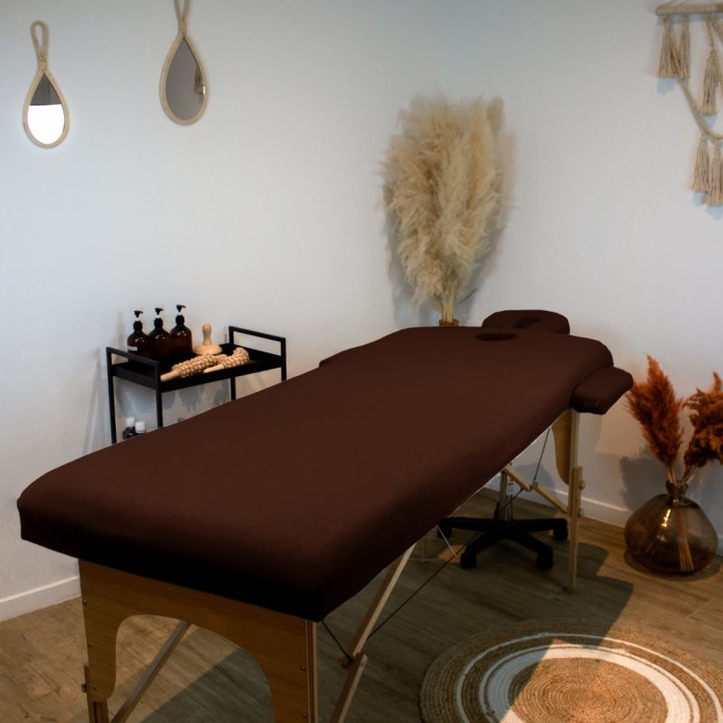 Kit complet de housses pour table de massage - Éponge - Marron foncé