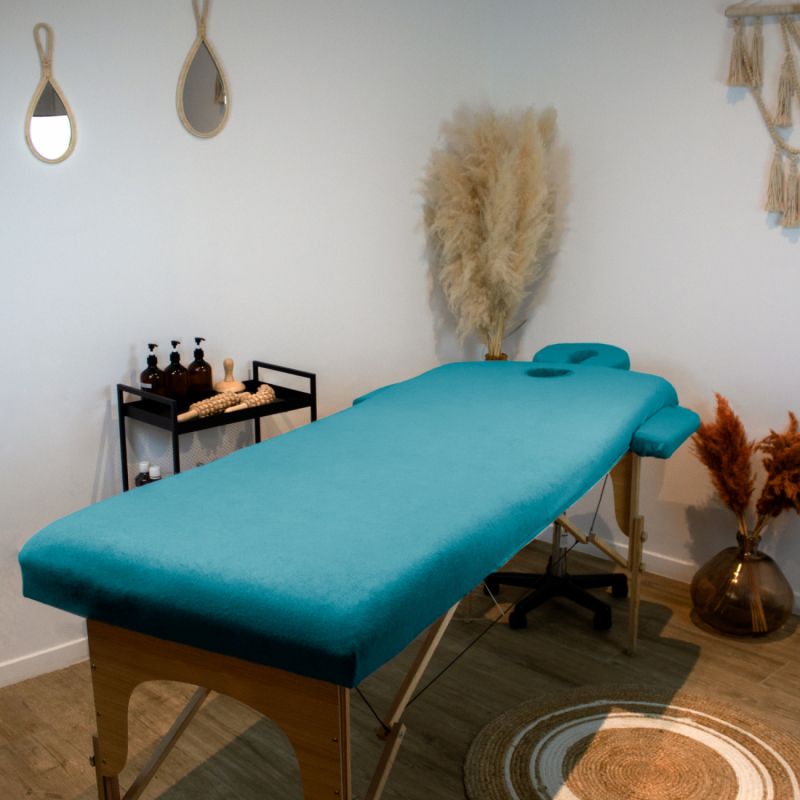 Kit complet de housses pour table de massage - Éponge - Bleu turquoise