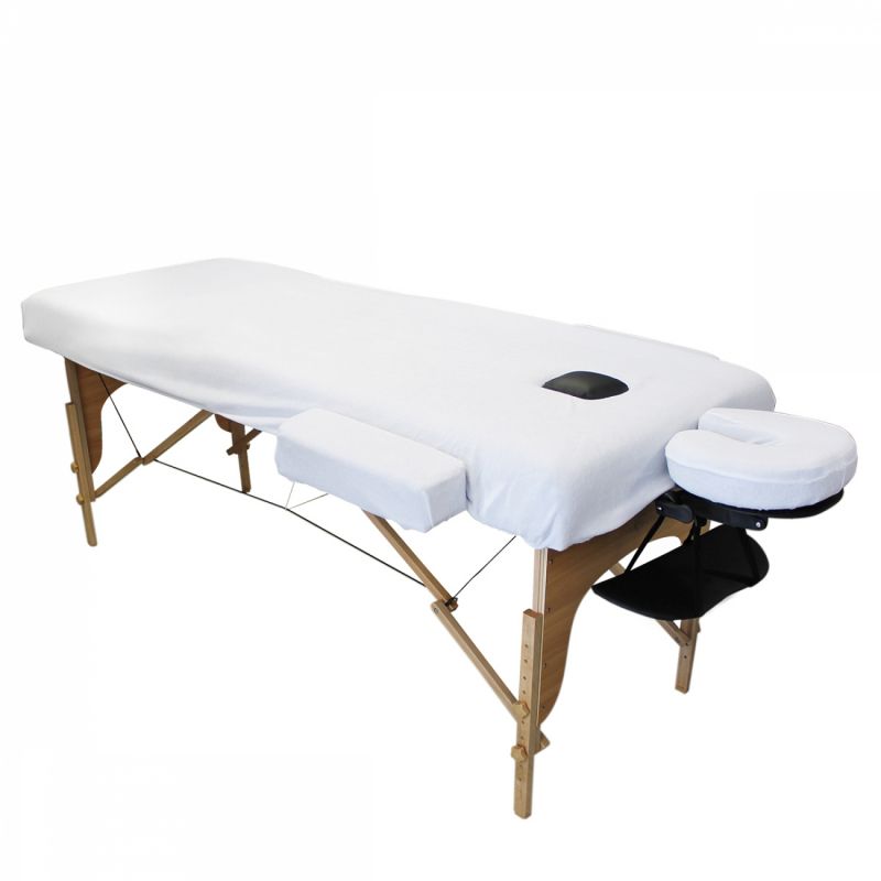 Kit complet de housses pour table de massage - Confort Plus - Éponge - Blanc