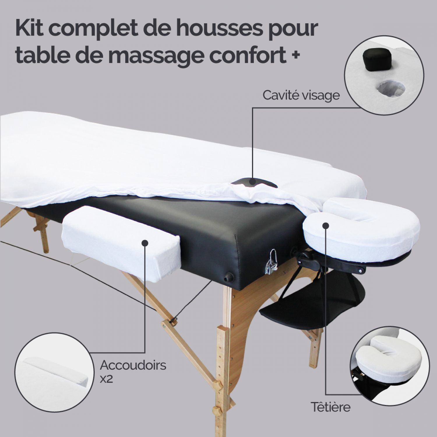 Drap housse de protection en éponge pour table de massage - bleu