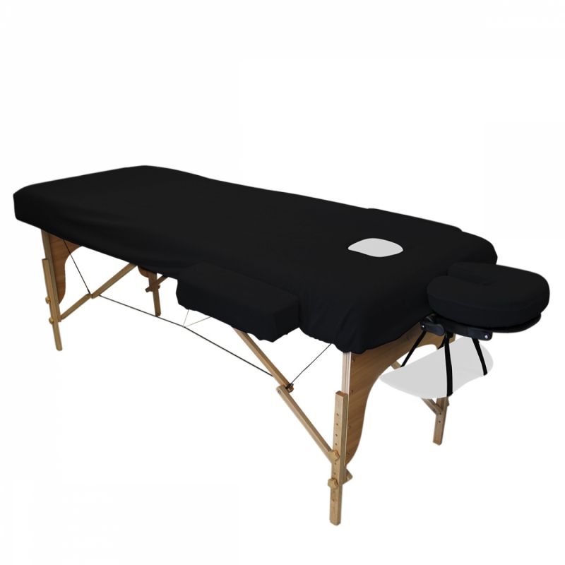Kit complet de housses pour table de massage - Confort Plus - Éponge - Noir