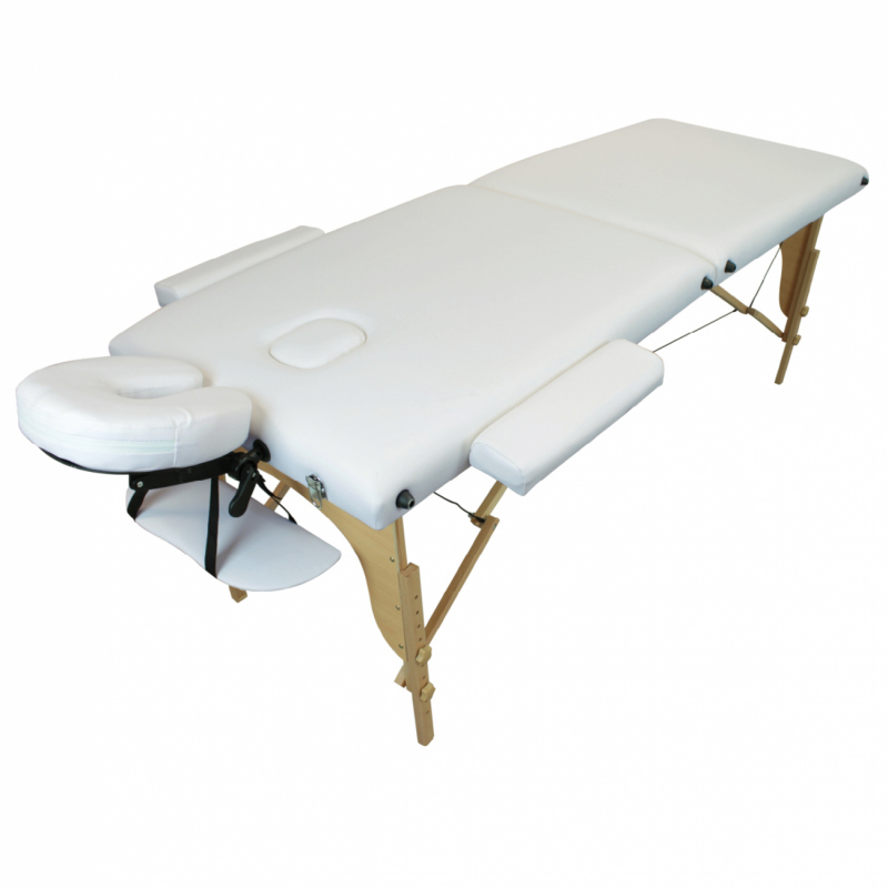 Table de massage bois - 2 Zones - Blanc