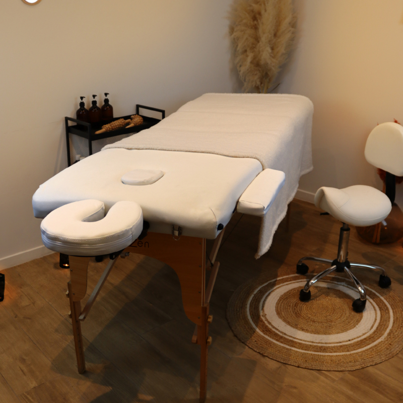 Table de massage bois - 2 Zones - Blanc