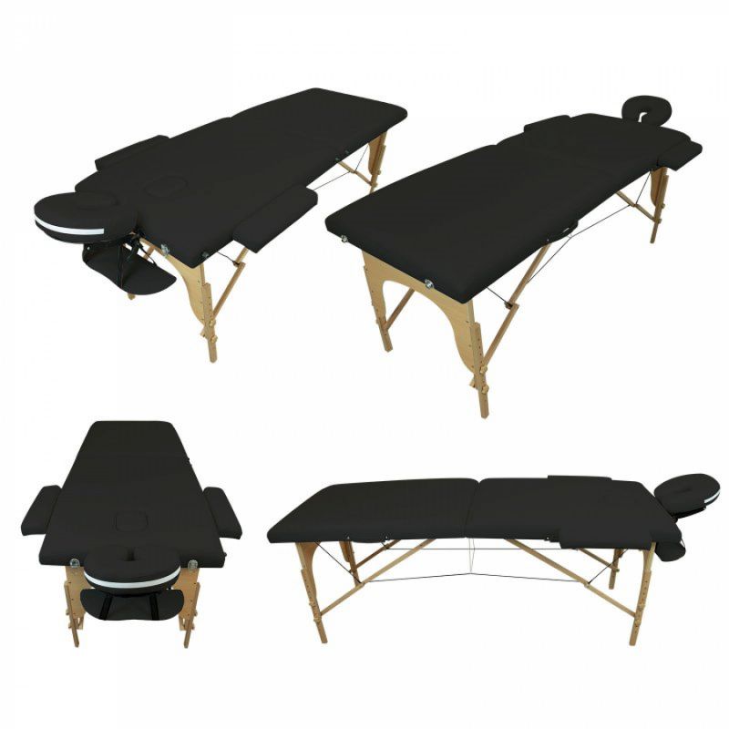 Table de massage bois - 2 Zones - Noir