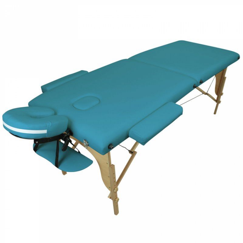 Table de massage bois - 2 Zones - Bleu turquoise