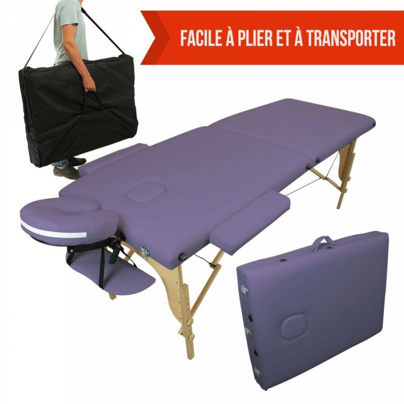 Table de massage bois - 2 Zones - Violet