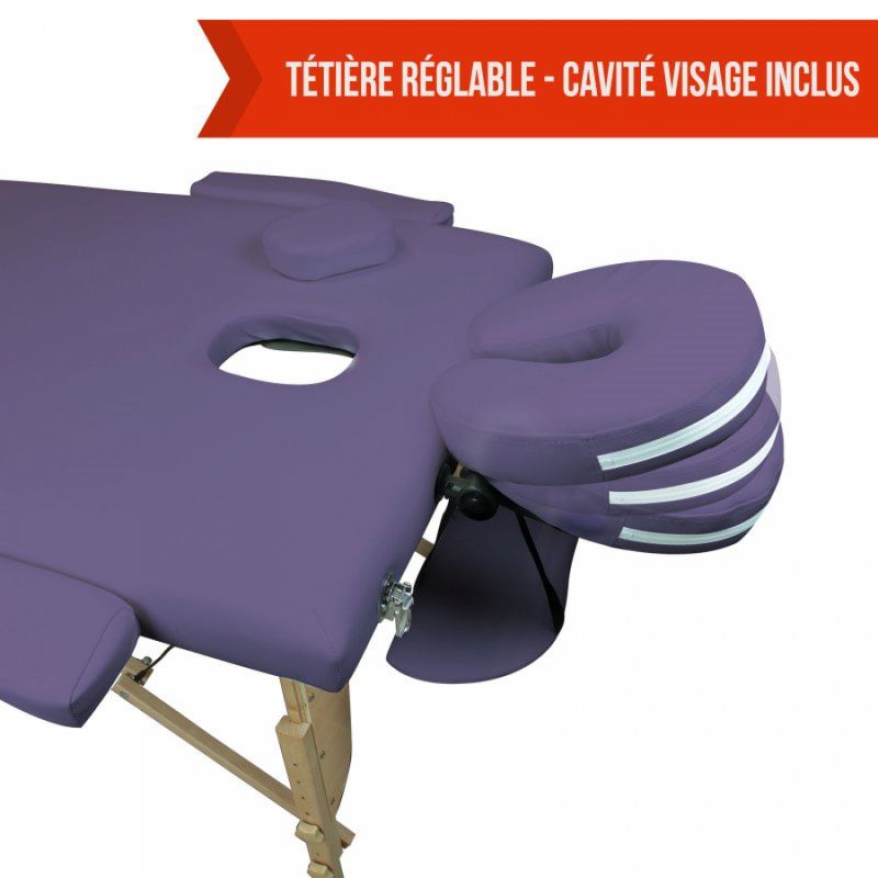 Table de massage bois - 2 Zones - Violet