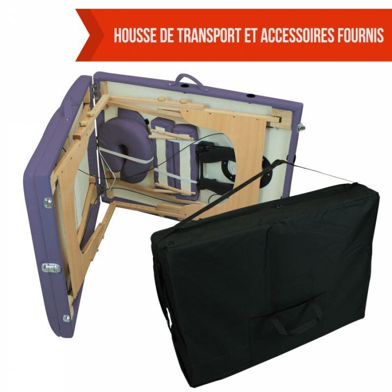 Table de massage bois - 2 Zones - Violet