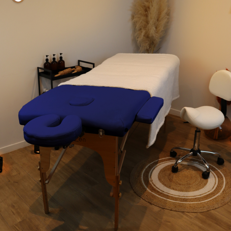 Table de massage bois - 2 Zones - Bleu azur