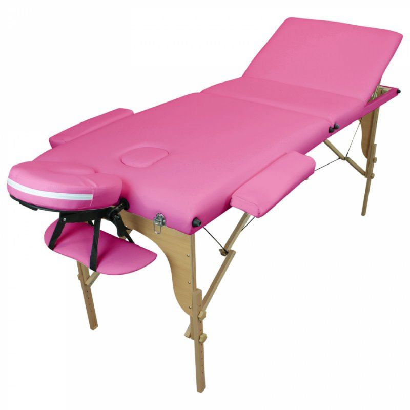 Table de massage bois - 3 Zones - Rose