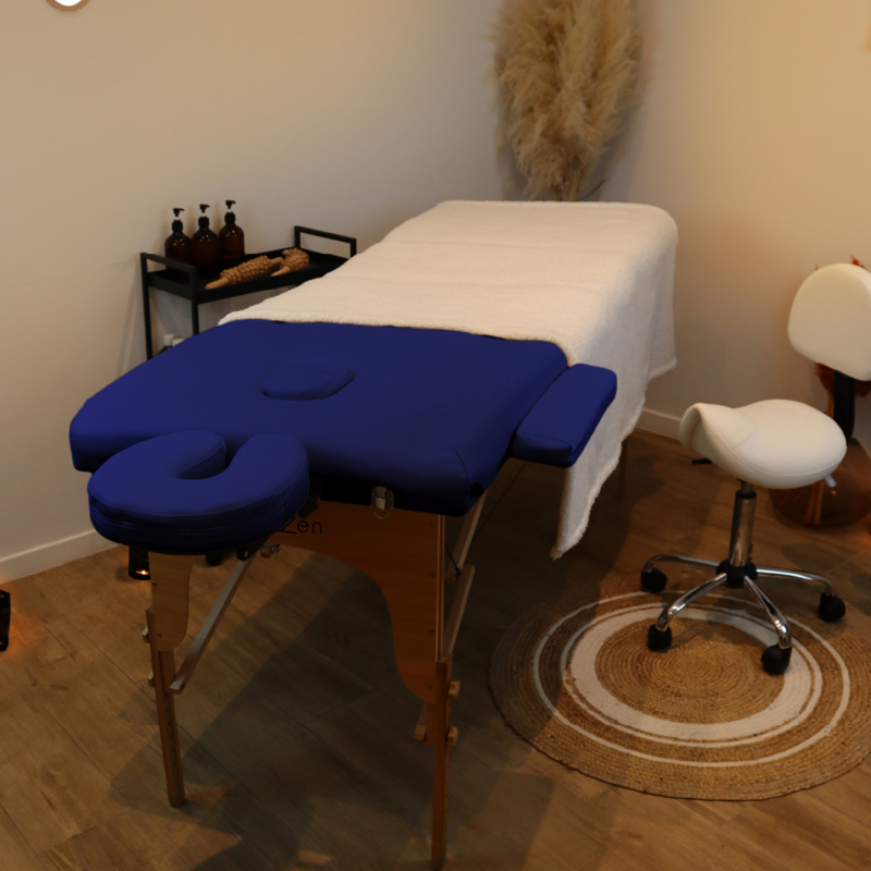 Table de massage bois - 3 Zones - Bleu azur