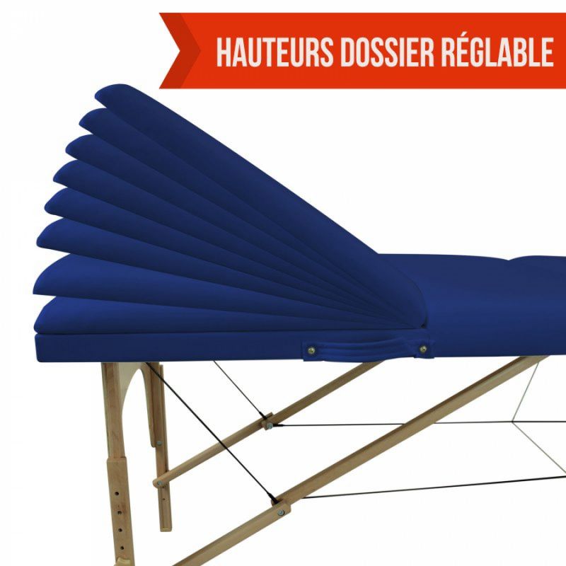 Table de massage bois - 3 Zones - Bleu azur