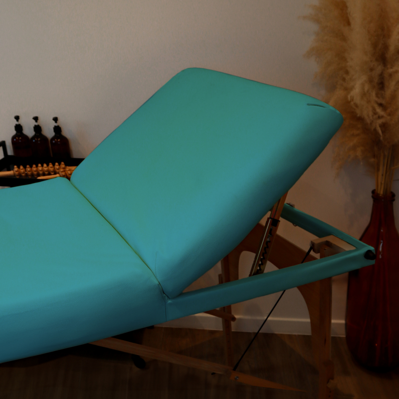 Table de massage bois - 3 Zones - Bleu turquoise