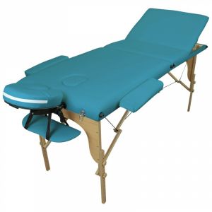 Table de massage bois - 3 Zones - Bleu turquoise