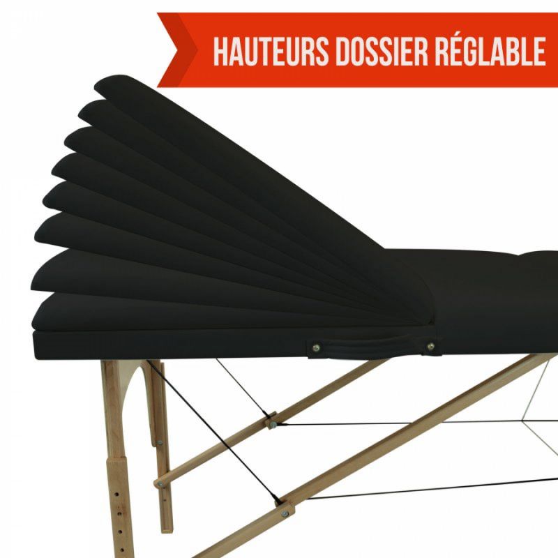 Table de massage bois - 3 Zones - Noir