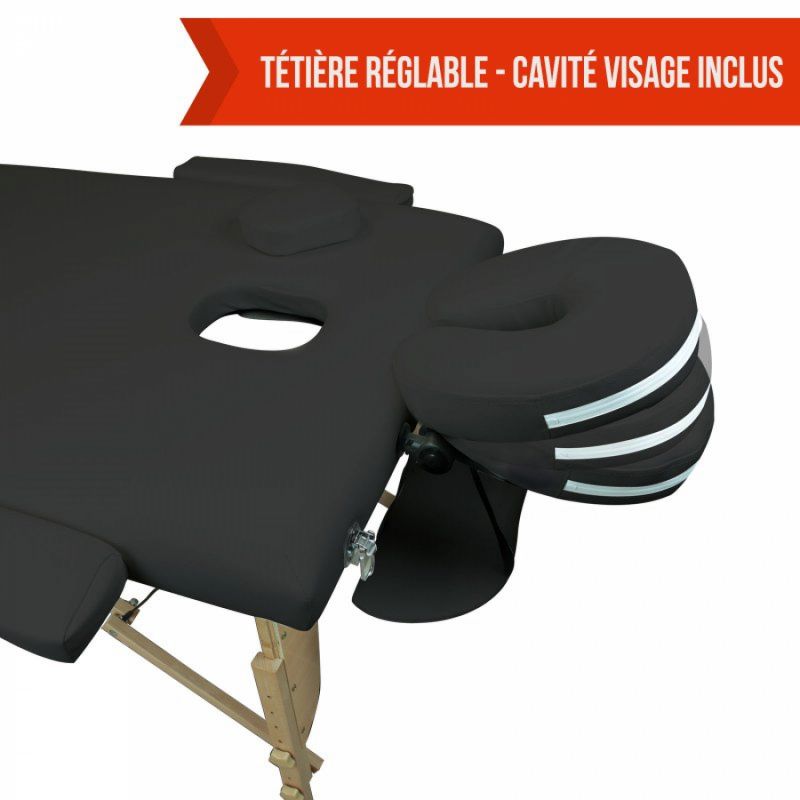 Table de massage bois - 3 Zones - Noir