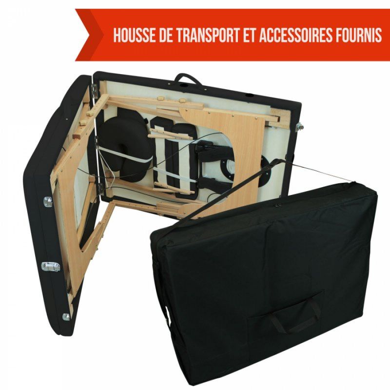Table de massage bois - 3 Zones - Noir