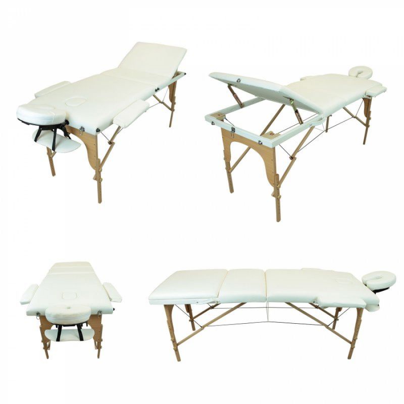 Table de massage bois - 3 Zones - Blanc