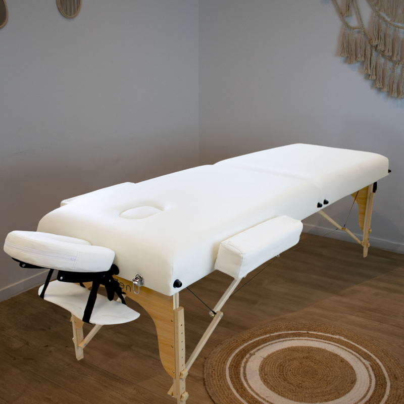 Table de massage bois confort plus - 2 Zones - Blanc