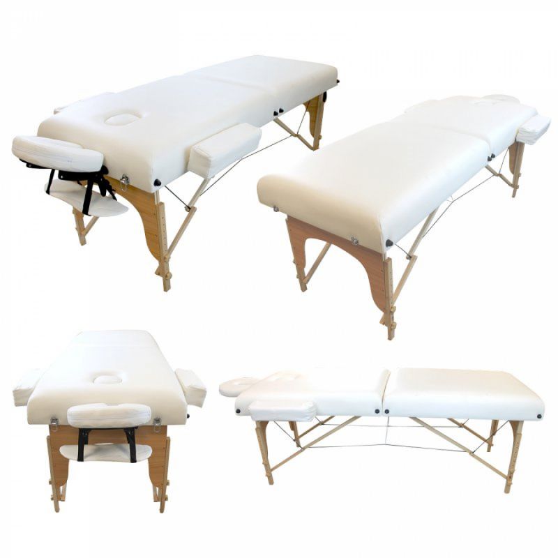 Table de massage bois confort plus - 2 Zones - Blanc