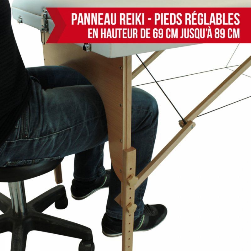 Table de massage bois confort plus - 2 Zones - Blanc