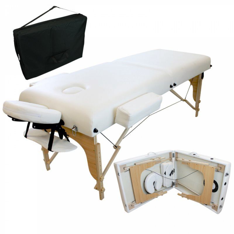 Table de massage bois confort plus - 2 Zones - Blanc