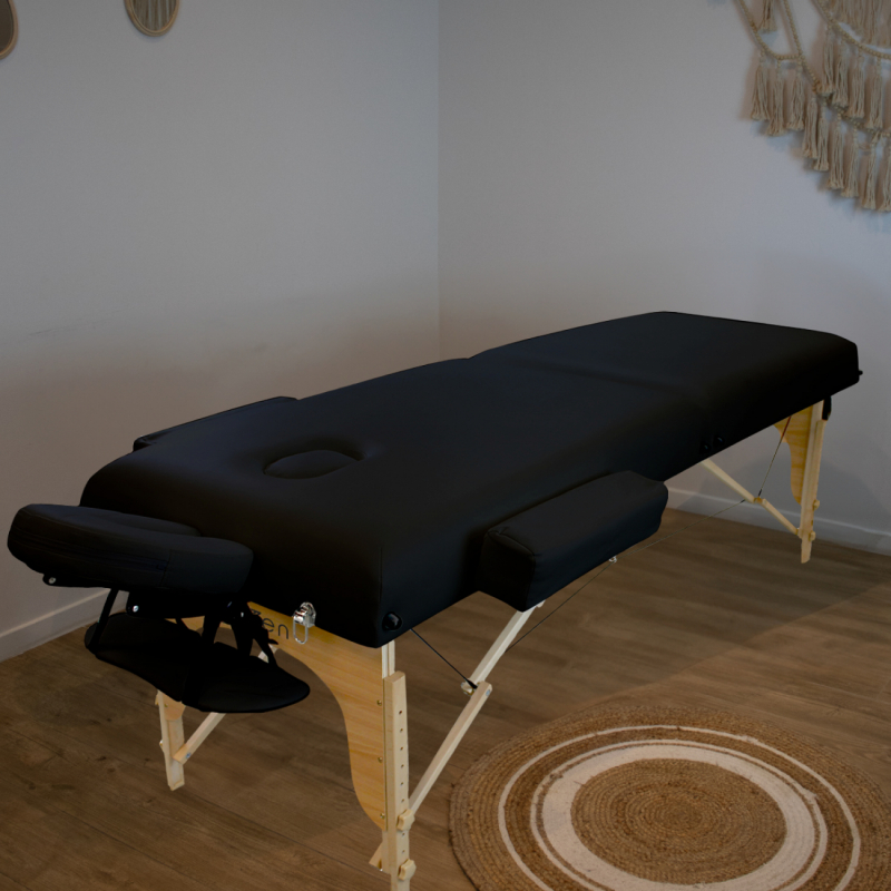 Table de massage bois confort plus - 2 Zones - Noir