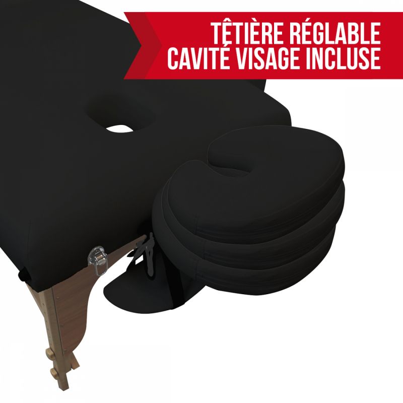 Table de massage bois confort plus - 3 Zones - Noir