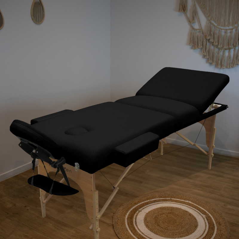 Table de massage bois confort plus - 3 Zones - Noir