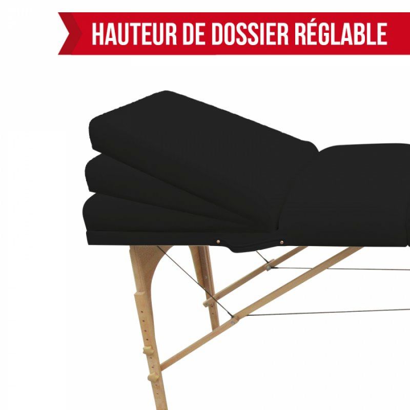Table de massage bois confort plus - 3 Zones - Noir