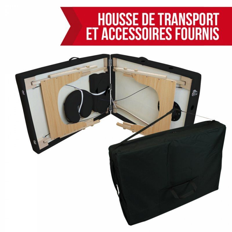 Table de massage bois confort plus - 3 Zones - Noir