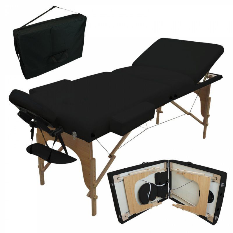 Table De Massage Bois Confort Plus 3 Zones Noir 