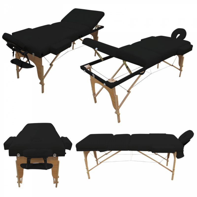 Table de massage bois confort plus - 3 Zones - Noir