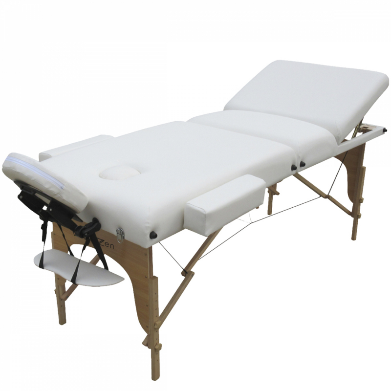 Table de massage bois confort plus - 3 Zones - Blanc