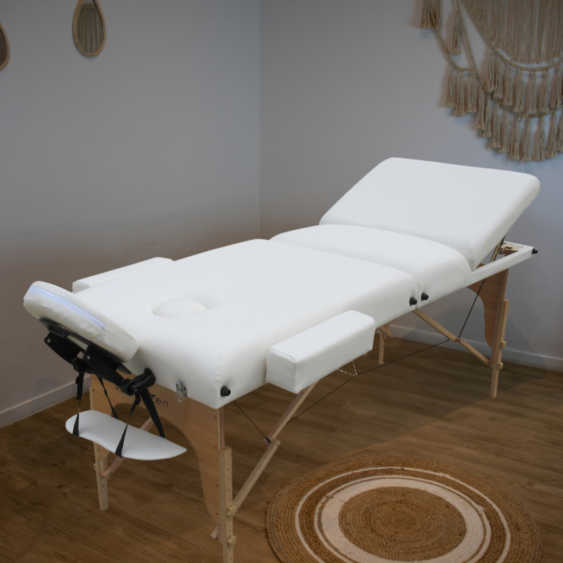 Table de massage bois confort plus - 3 Zones - Blanc