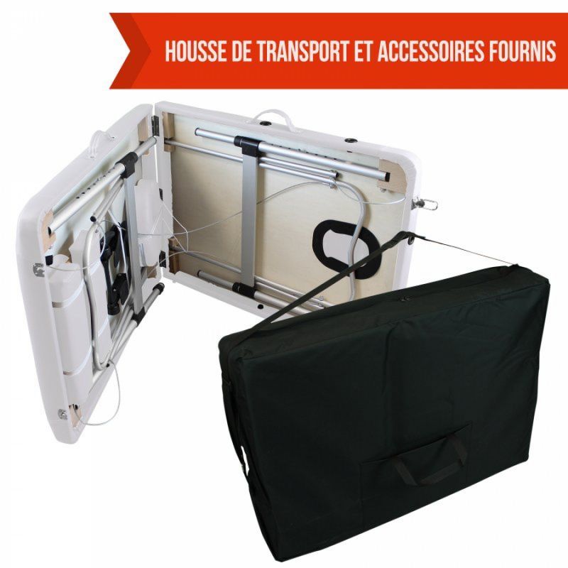 Table de massage aluminium - 2 Zones - Blanc