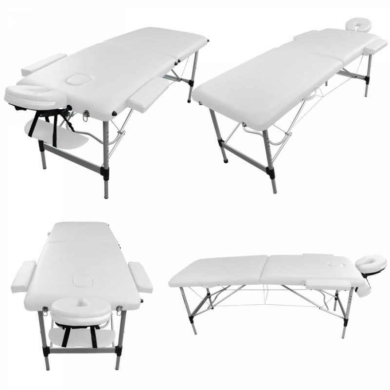 Table de massage aluminium - 2 Zones - Blanc