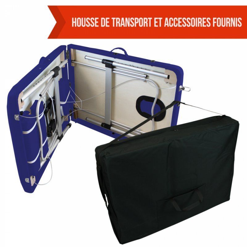 Table de massage aluminium - 2 Zones - Bleu azur