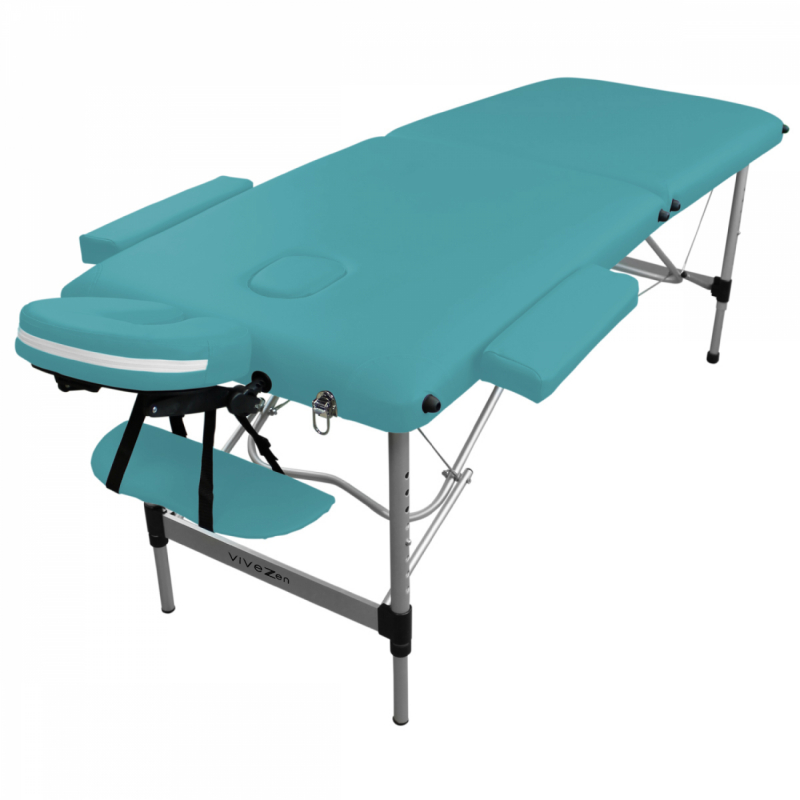 Table de massage aluminium - 2 Zones - Bleu turquoise