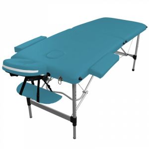 Table de massage aluminium - 2 Zones - Bleu turquoise