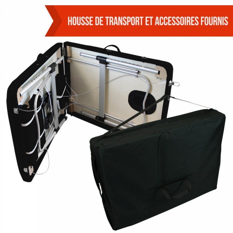 Table de massage aluminium - 2 Zones - Noir