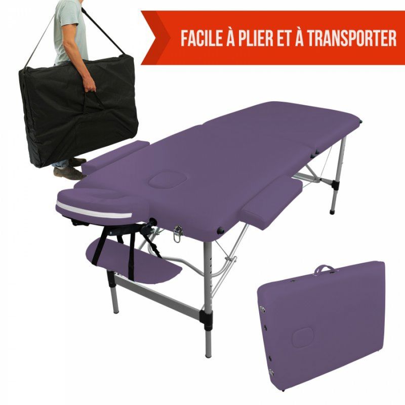Table de massage aluminium - 2 Zones - Violet
