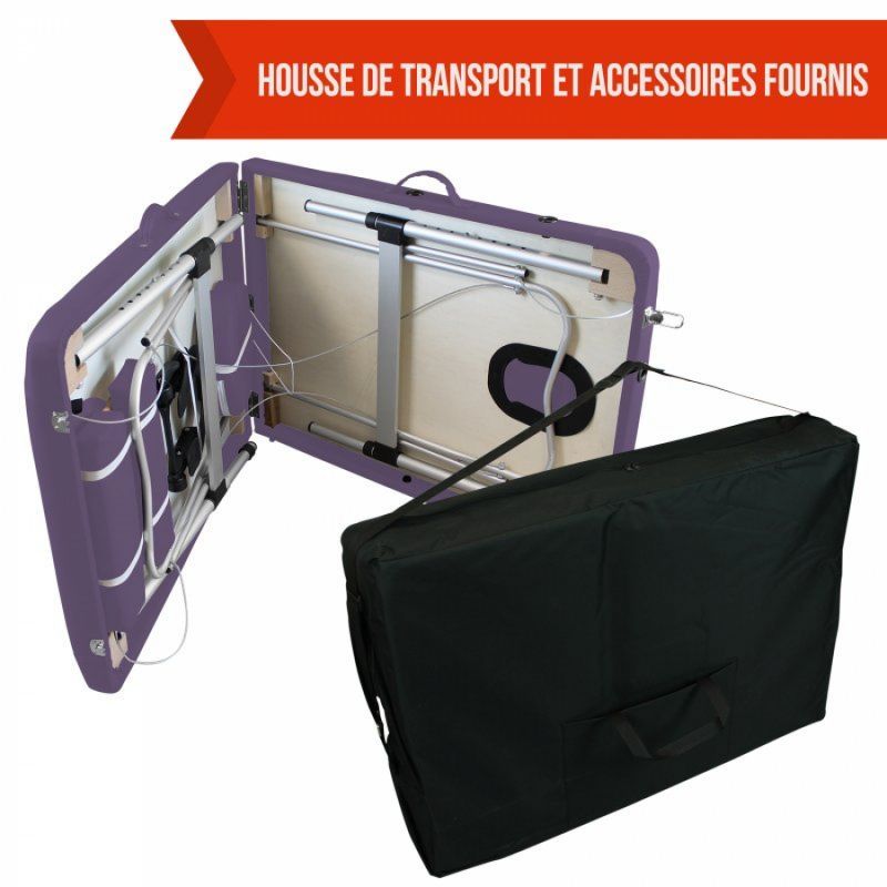 Table de massage aluminium - 2 Zones - Violet