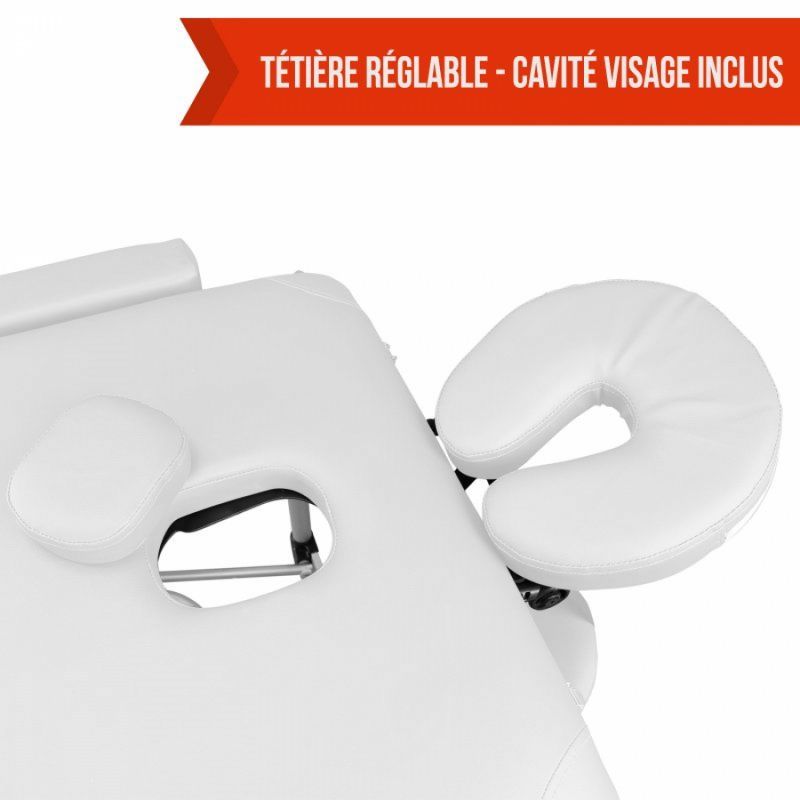 Table de massage aluminium - 3 Zones - Blanc