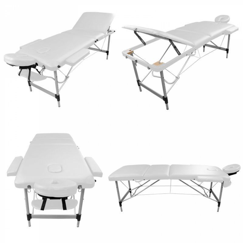 Table de massage aluminium - 3 Zones - Blanc