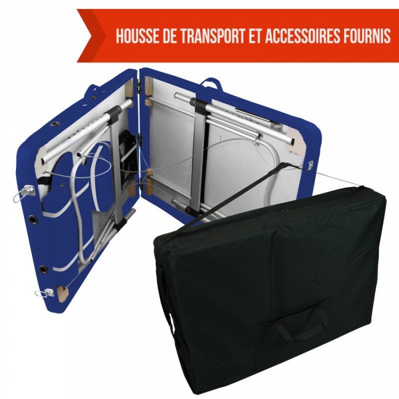 Table de massage aluminium - 3 Zones - Bleu azur