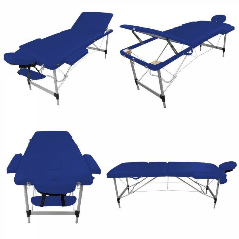 Table de massage aluminium - 3 Zones - Bleu azur